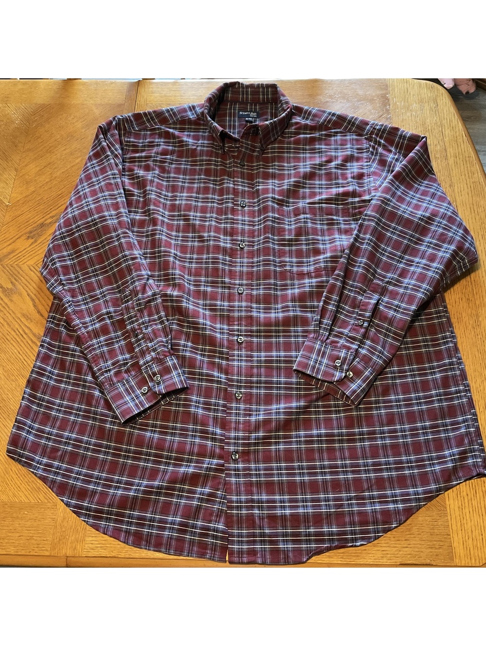 St John’s Bay Easy Care Men’s Size 2XL-Tall Long Sleeve Rugged Plaid Shirt